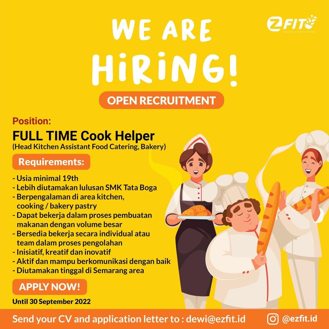 Lowongan Kerja Cook Helper (full time) di ZFIT ID Semarang