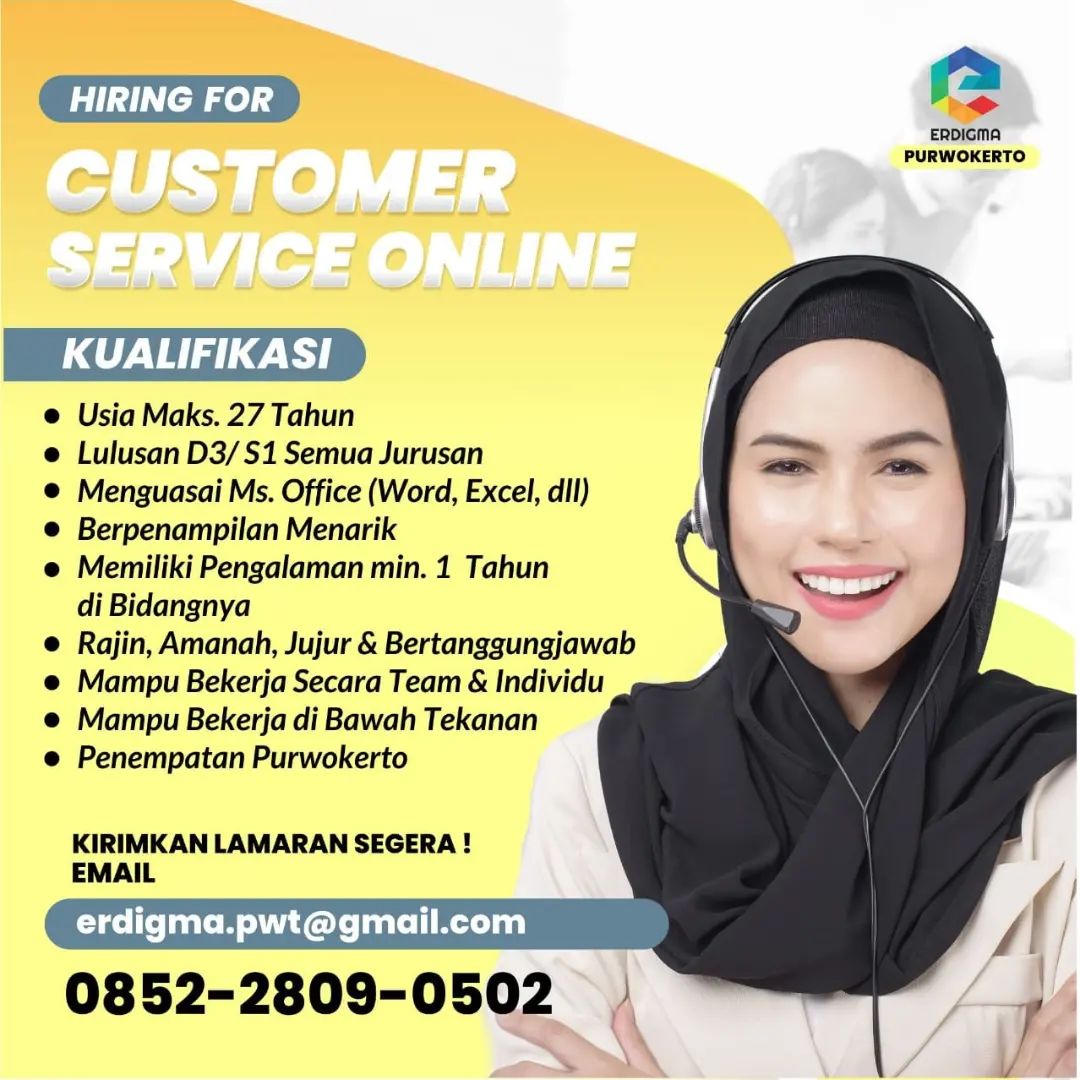 Lowongan Kerja Customer Service Online di Erdigma Purwokerto