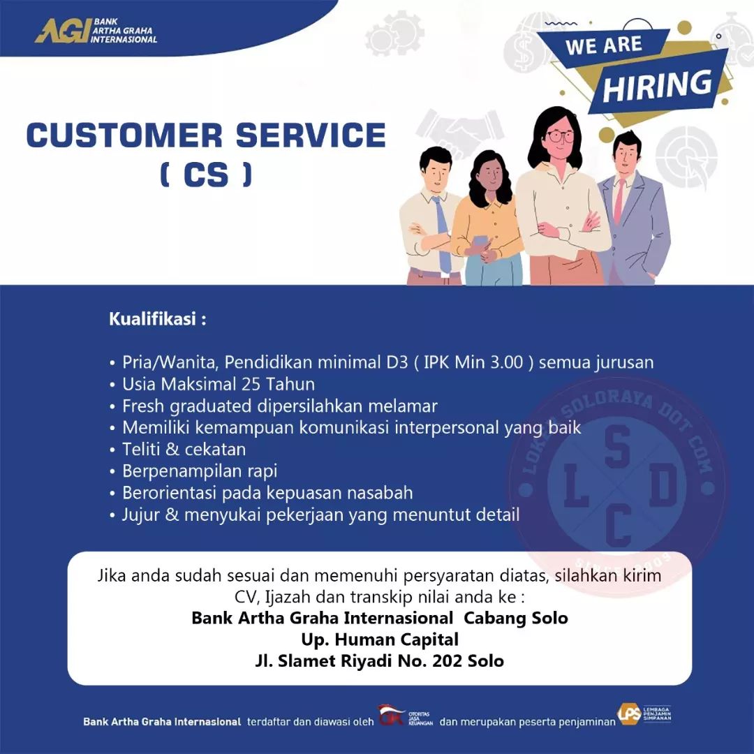 Lowongan Kerja Customer Service di Bank Artha Graha Internasional Solo