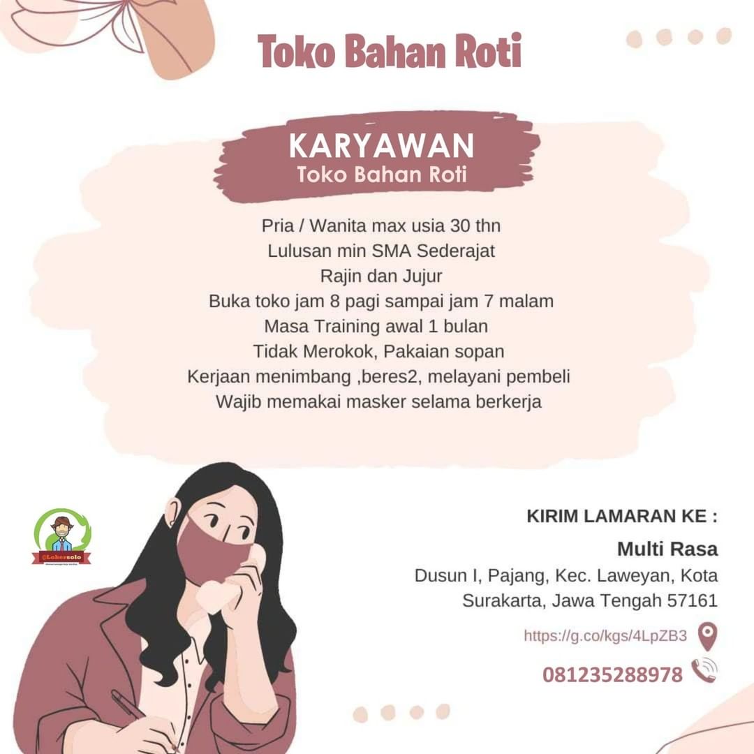 Lowongan Kerja Karyawan di Toko Bahan Roti Surakarta