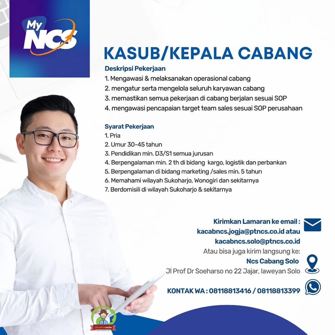 Lowongan Kerja Kepala Cabang di NCS Cabang Solo