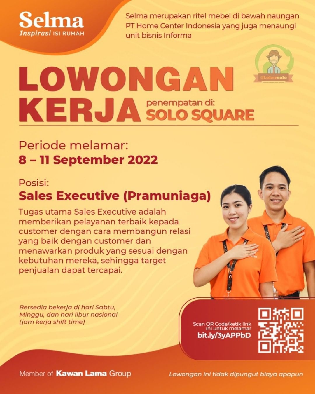 Lowongan Kerja Sales Executive (Pramuniaga) di Selma Solo