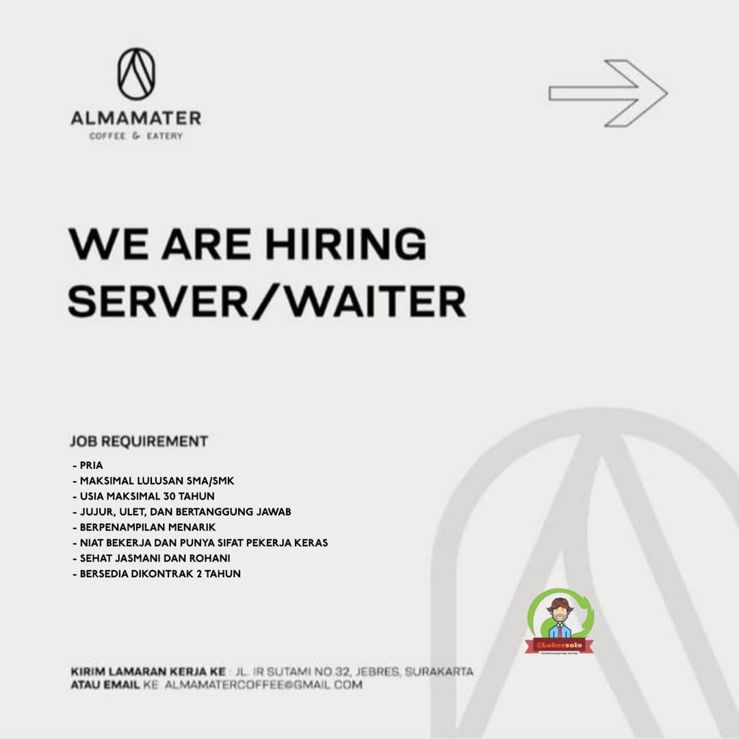 Lowongan Kerja Server Waiter di Almamater Cafe & Eatery Surakarta