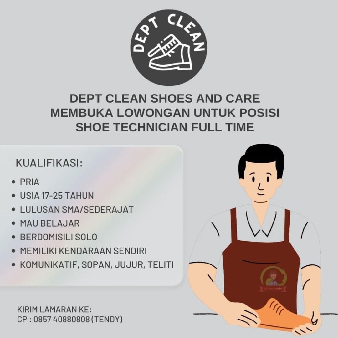 Lowongan Kerja Shoe Technician di Dept Clean Shoe Solo