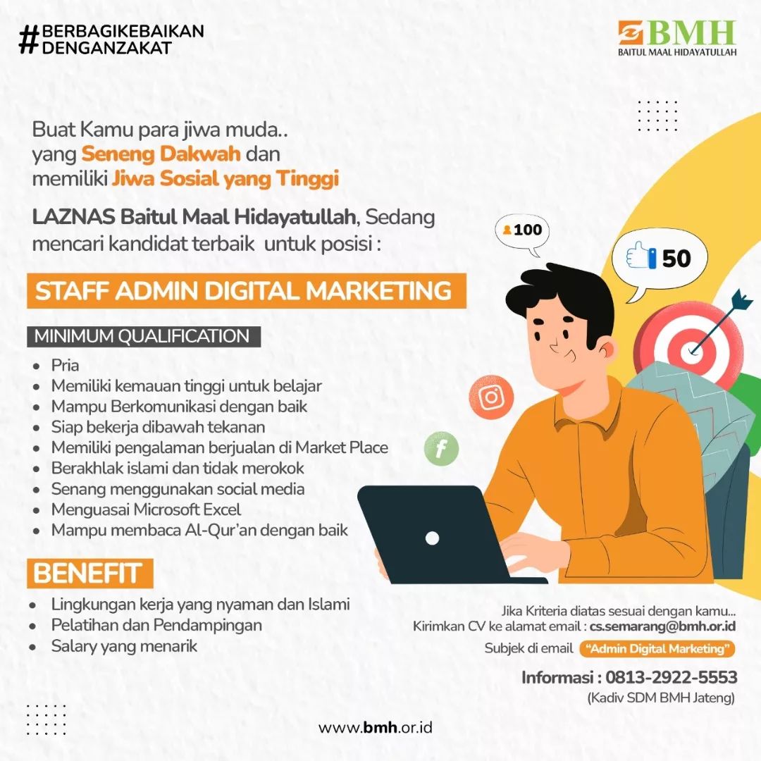 Lowongan Kerja Staff Admin Digital Marketing di BMH Semarang
