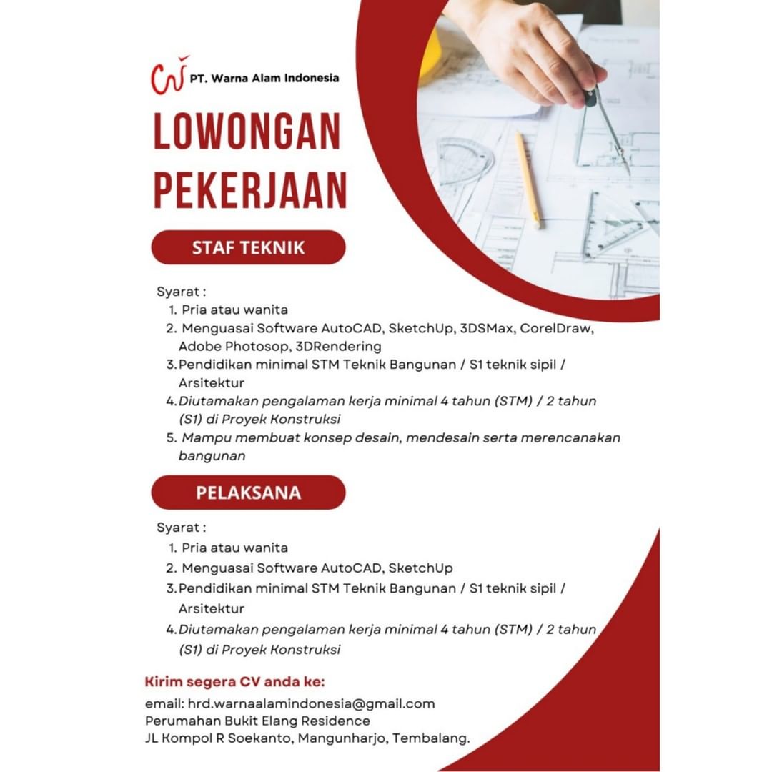 Lowongan Kerja Staff Teknik di PT. Warna Alam Indonesia Semarang