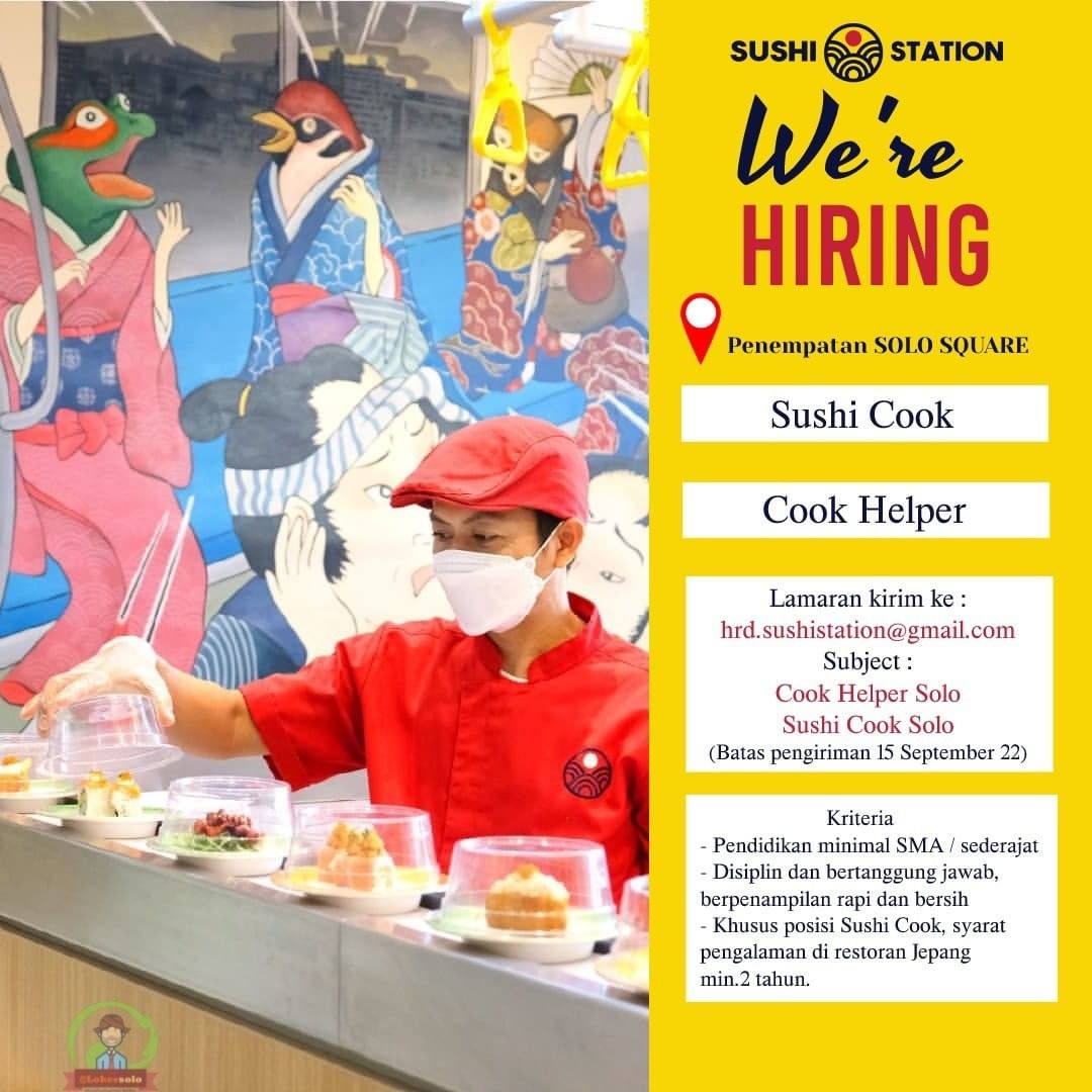 Lowongan Kerja Sushi Cook & Cook Helper di Sushi Station Solo