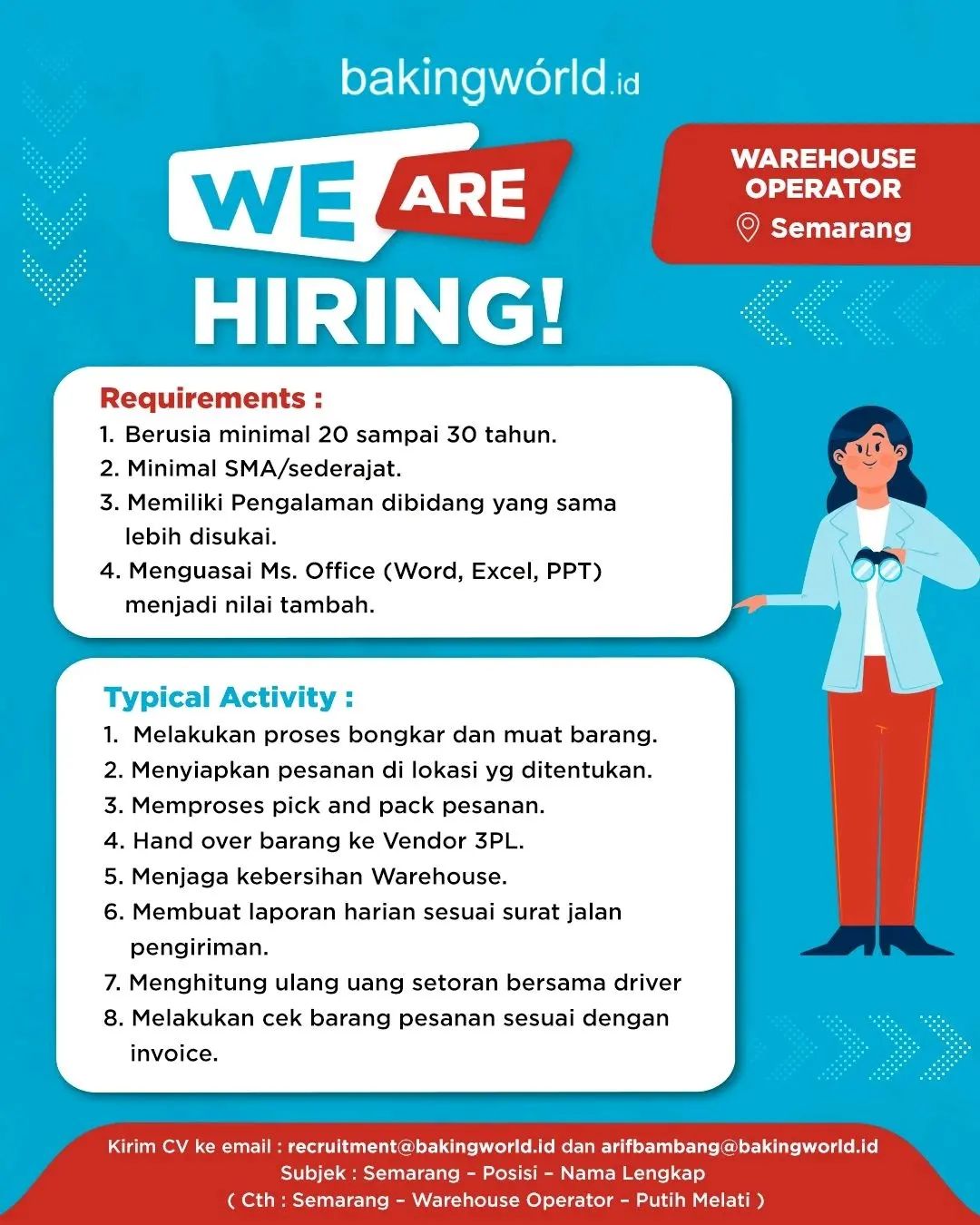 Lowongan Kerja Warehouse Operator di Bakingworld.id Semarang