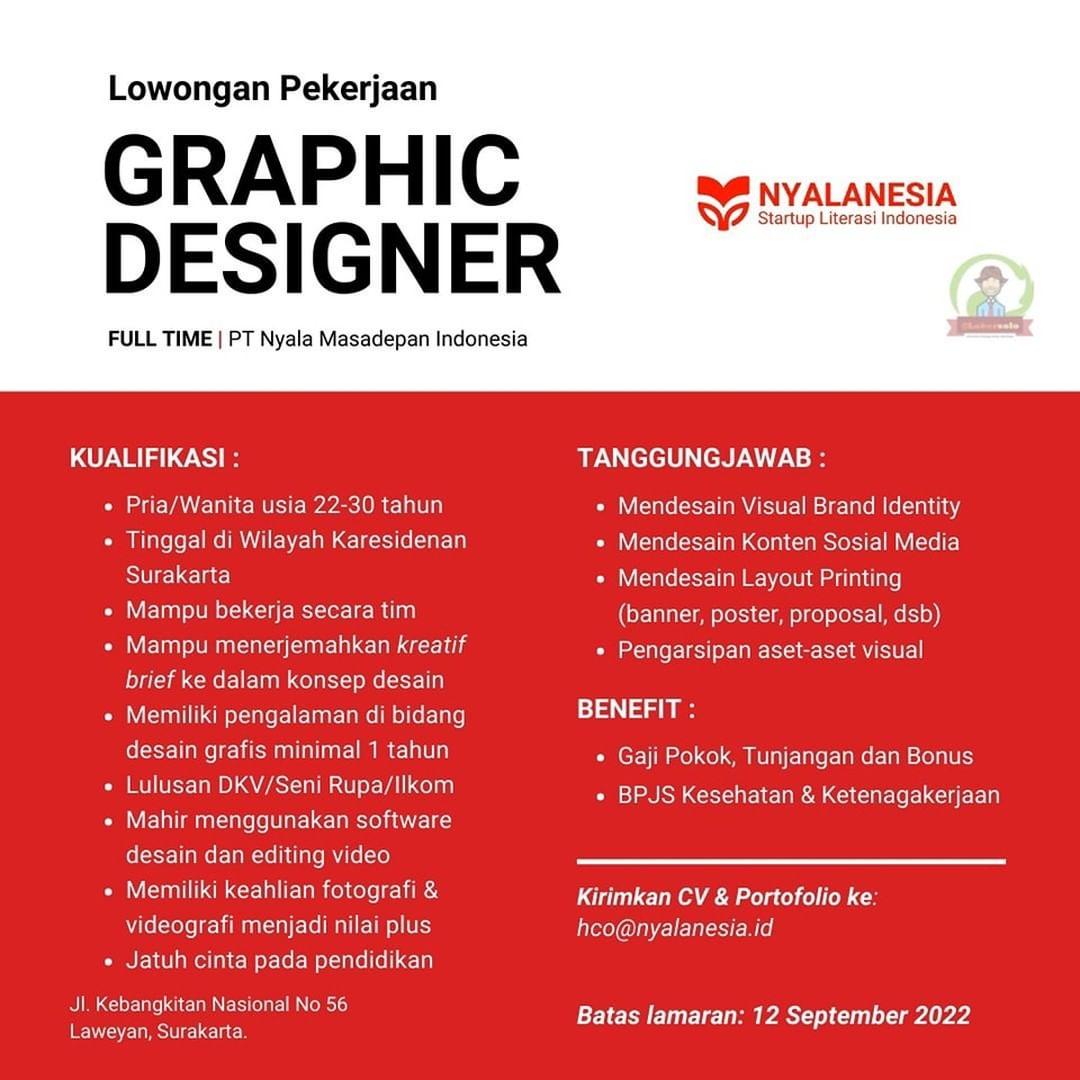 Lowongan Pekerjaan Graphic Designer di PT. Nyala Masadepan Indonesia Surakarta