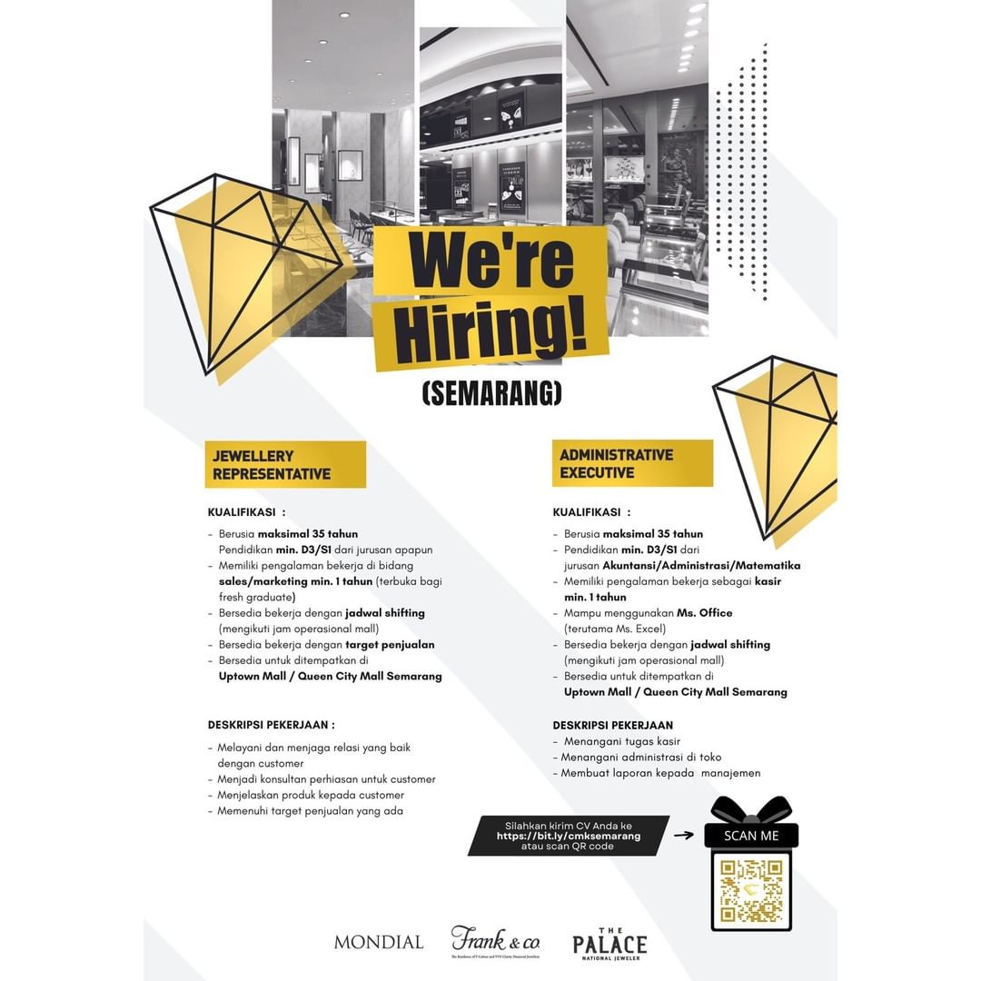 Lowongan Kerja Admin & Jewelery Representative di Mondial Semarang