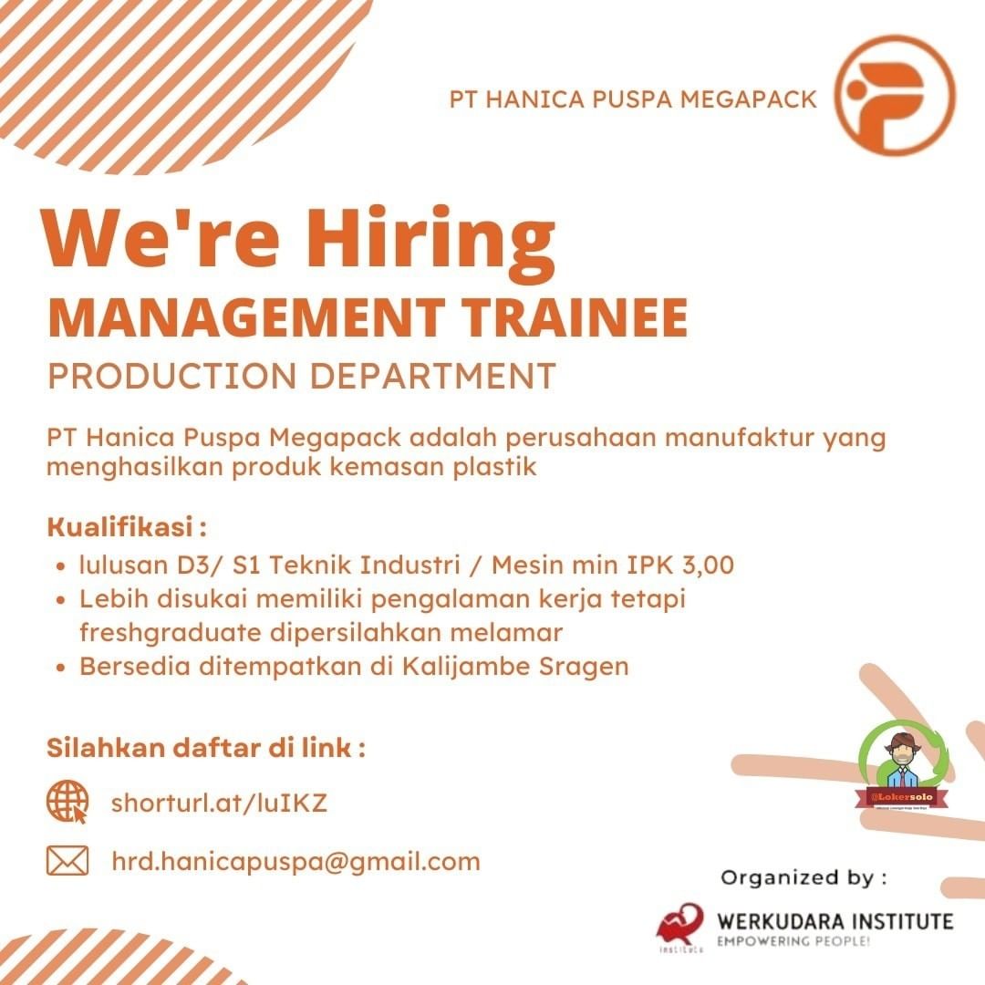 Lowongan Kerja Management Trainee di PT Hanica Puspa Megapack Sragen