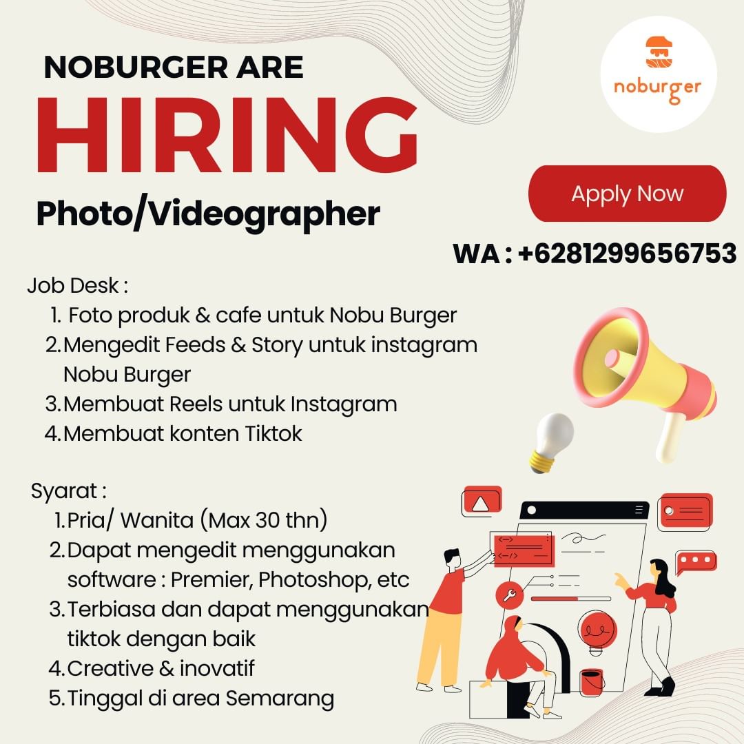 Lowongan Kerja Photo  Videographer di Noburger Semarang