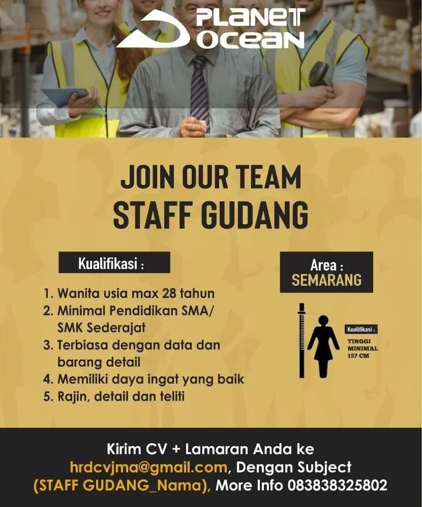 Lowongan Kerja Staff Gudang di Planet Ocean Semarang