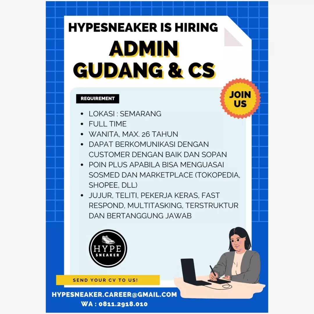 Lowongan Kerja Admin Gudang & CS di Hypesneaker Semarang