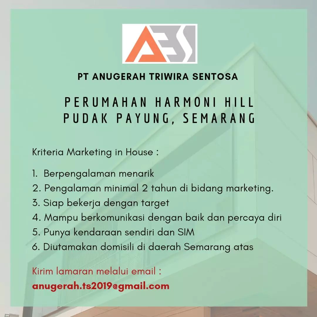 Lowongan Kerja Marketing di Perumahan Harmoni Hills Semarang