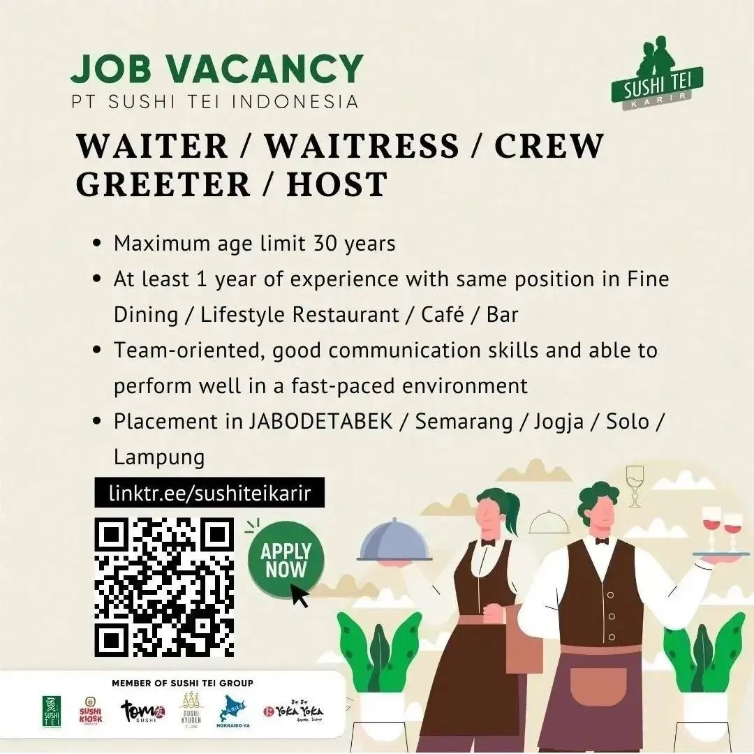 Lowongan Kerja Waitress & Crew Store di Sushi Tei Semarang