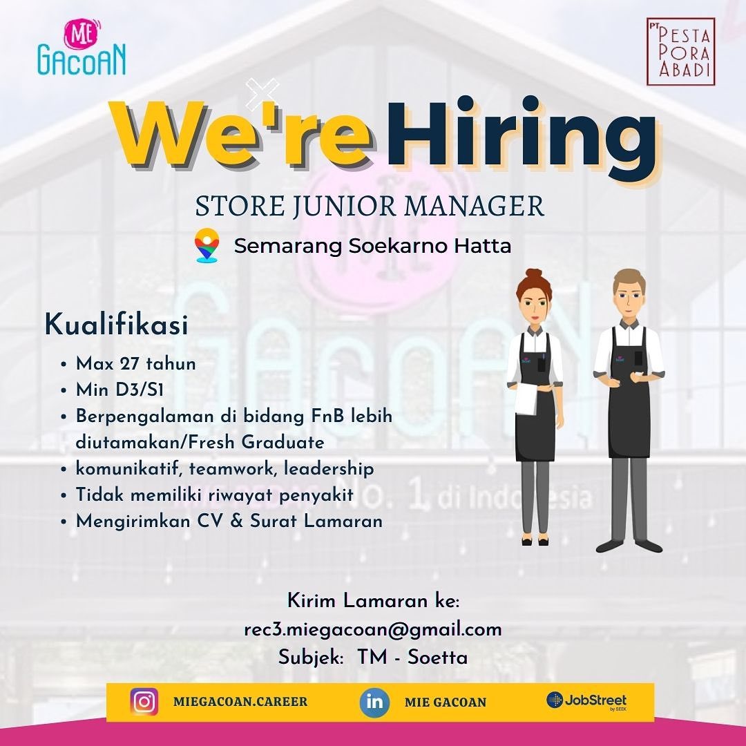 Lowongan Kerja Store Junior Manager di Mie Gacoan Semarang