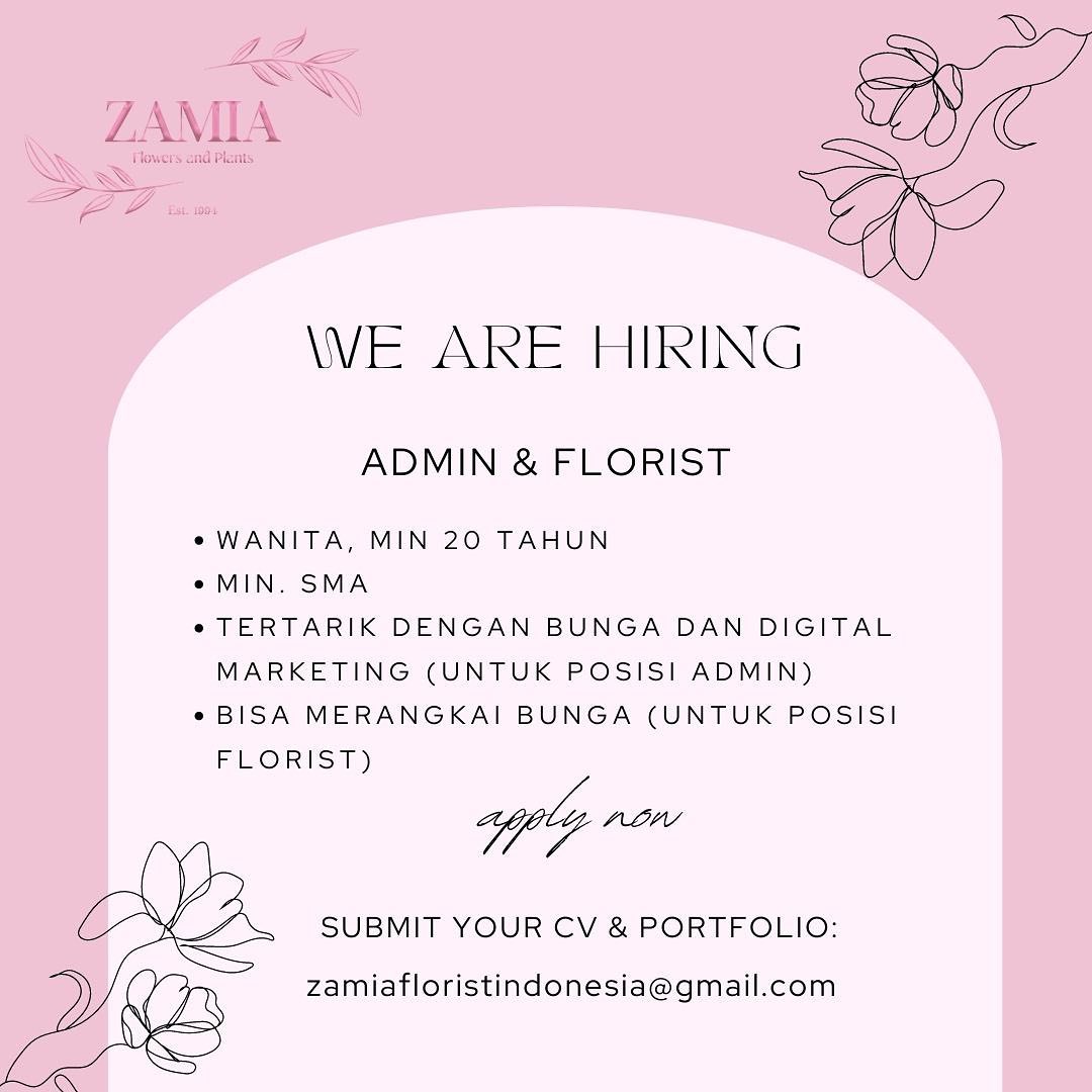 Lowongan Kerja Admin & Florist di Zamia Flowers Semarang