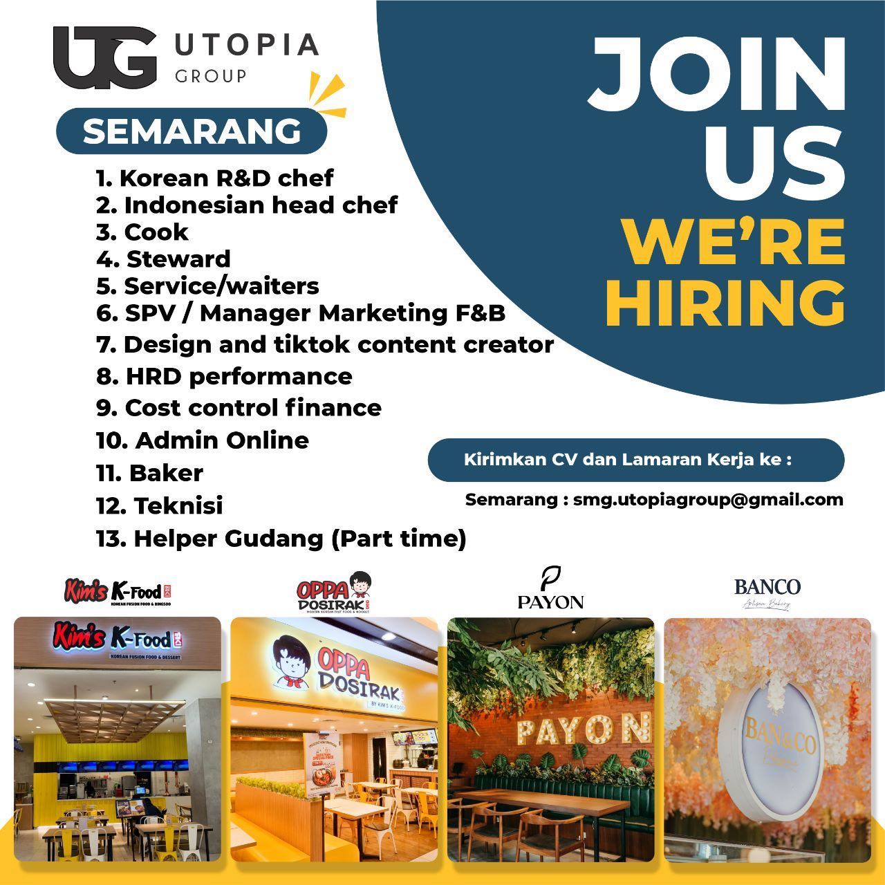 Lowongan Kerja Banyak Posisi di Utopia Group Semarang
