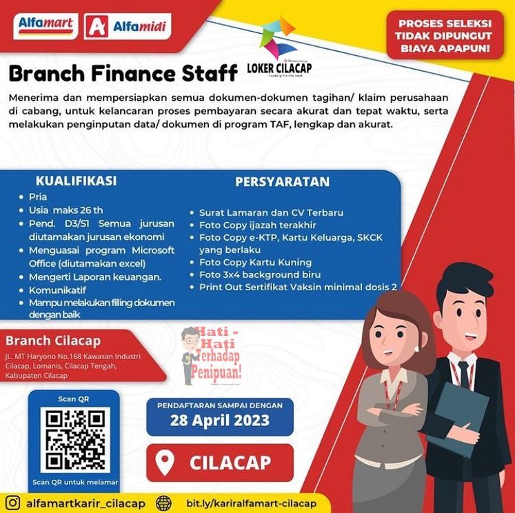 Lowongan Kerja Branch Finance Staff di Alfamart Group Cilacap