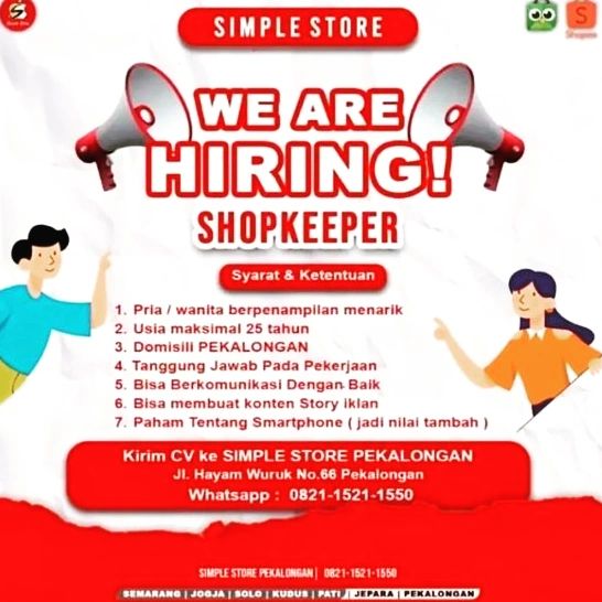 Lowongan Kerja Shop Keeper di Simple Store Pekalongan