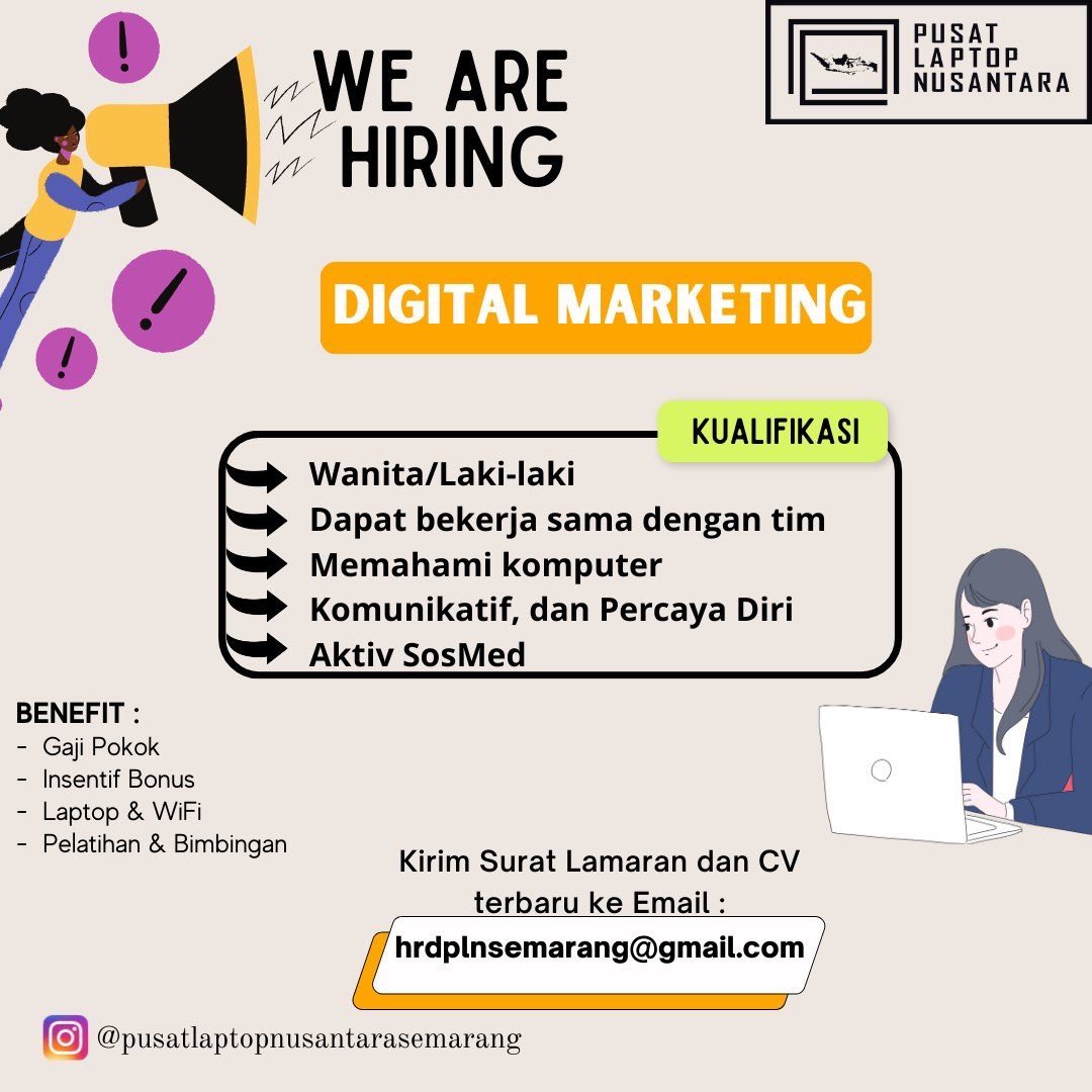 Lowongan Kerja Digital Marketing di Pusat Laptop Semarang