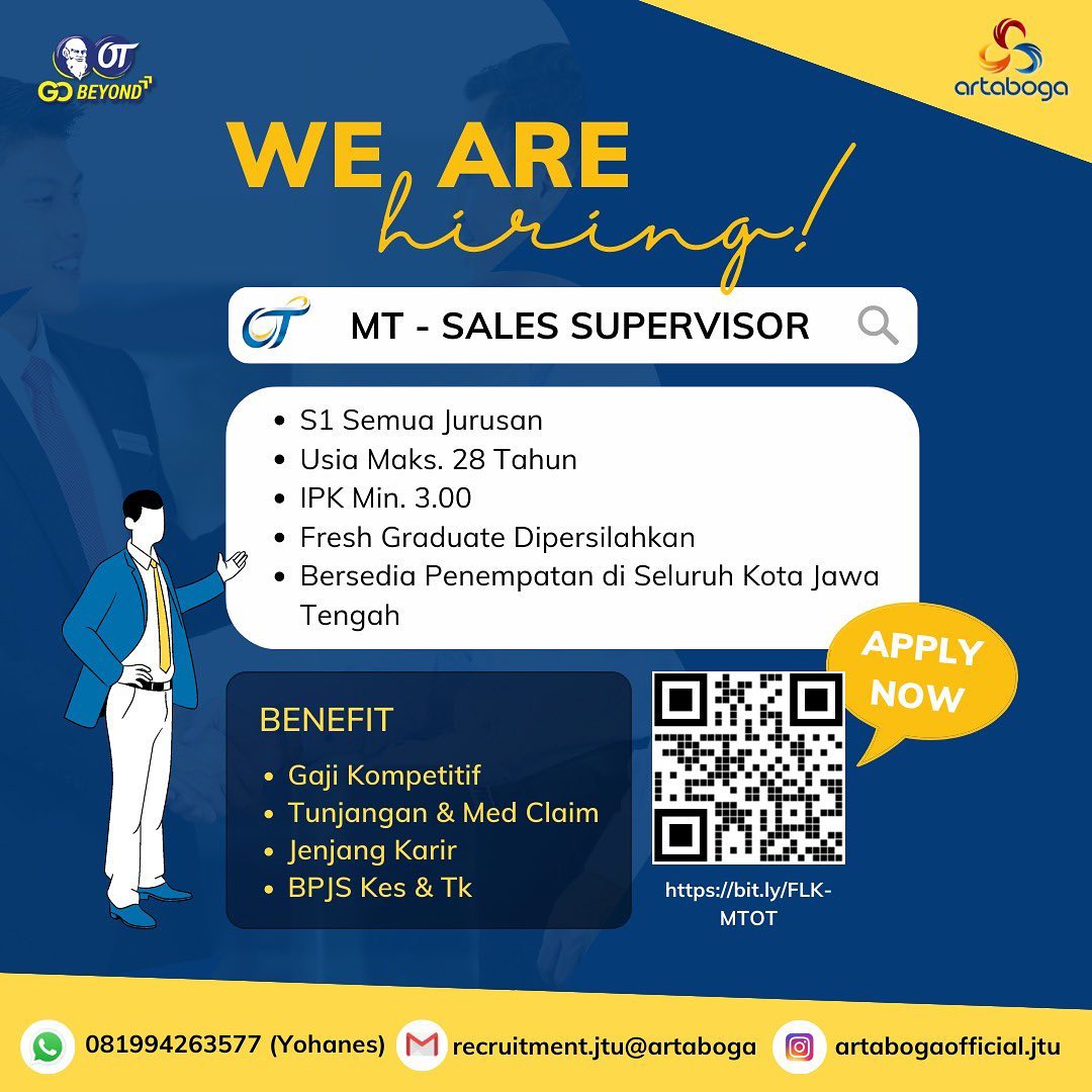 Lowongan Kerja MT Sales Supervisor di Artaboga Group Semarang