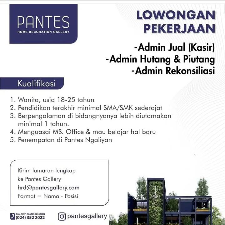 Lowongan Pekerjaan Admin di Panter Gallery Semarang