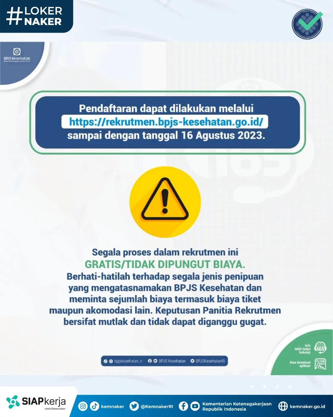 Lowongan Kerja Agen Layanan BPJS Kesehatan Indonesia