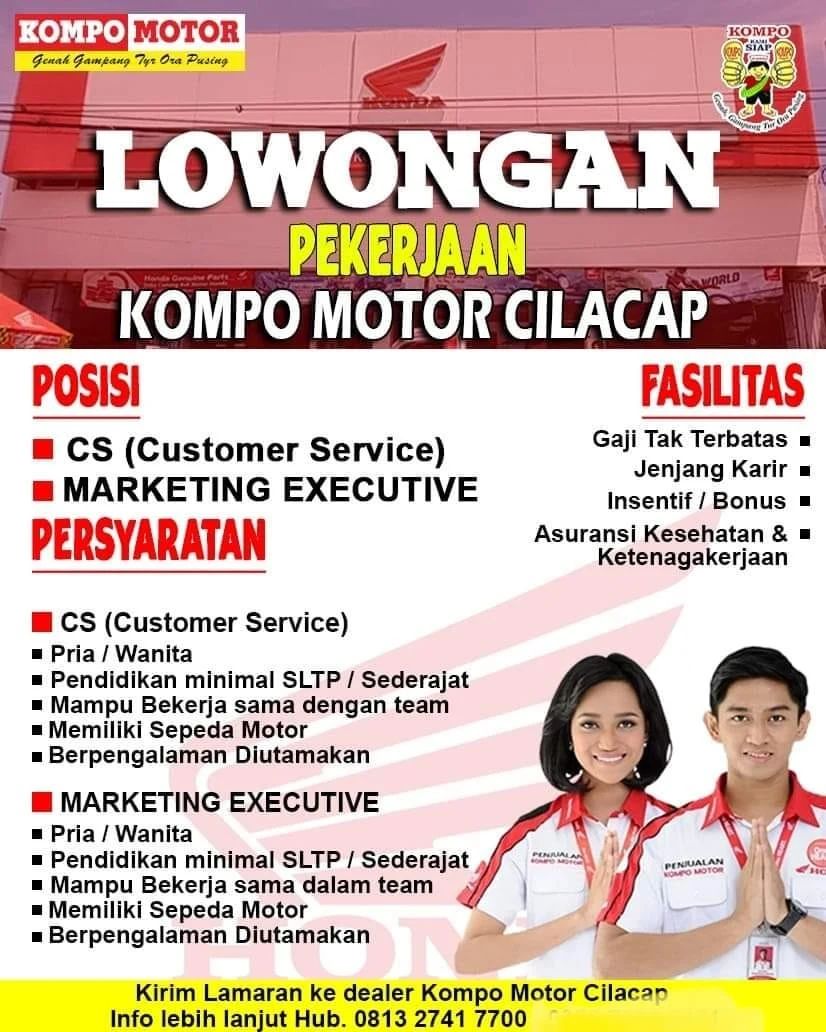 Lowongan Kerja CS & Marketing di Kompo Motor (Honda) Cilacap