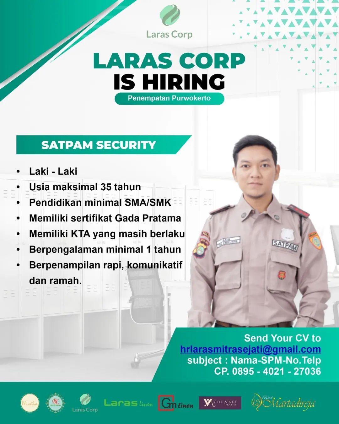 Lowongan Kerja Satpam (Security) di Laras Corp Purwokerto