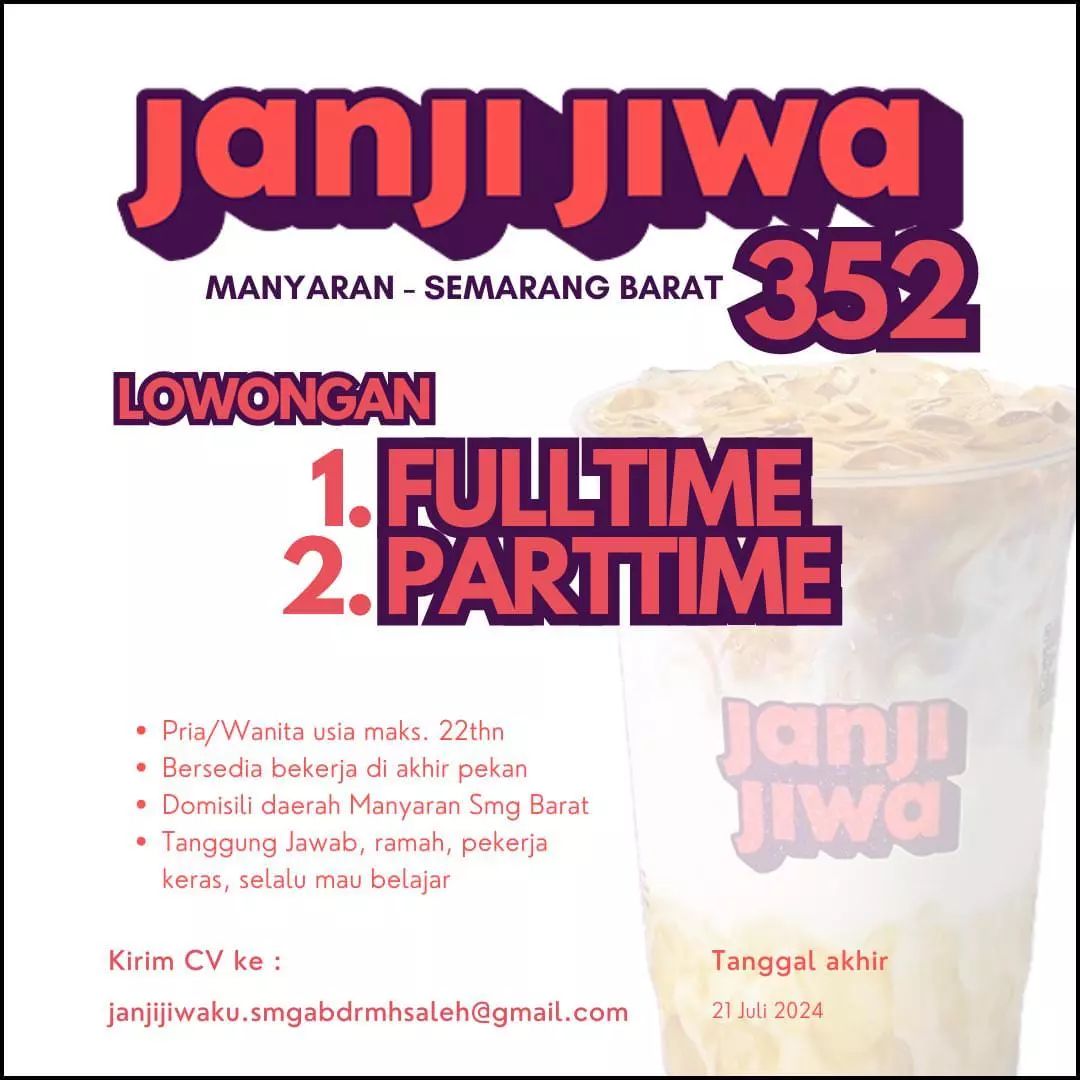 Lowongan Kerja Barista Fulltime di Janji Jiwa Semarang