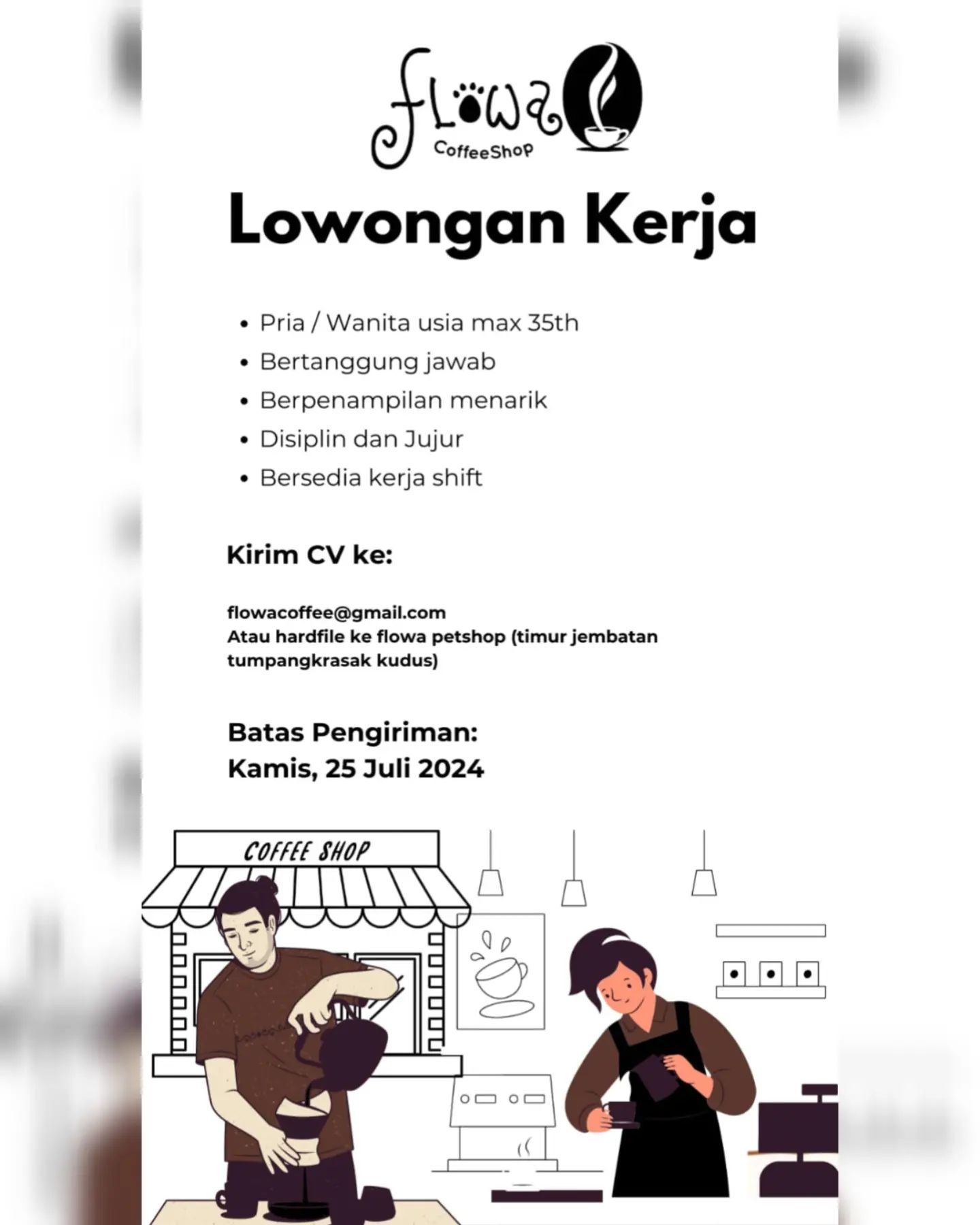 Lowongan Kerja Barista di Flowa Coffee Shop Kudus