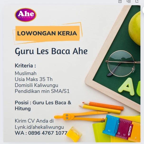 Lowongan Kerja Guru Les Baca di AHE Kaliwungu Kendal