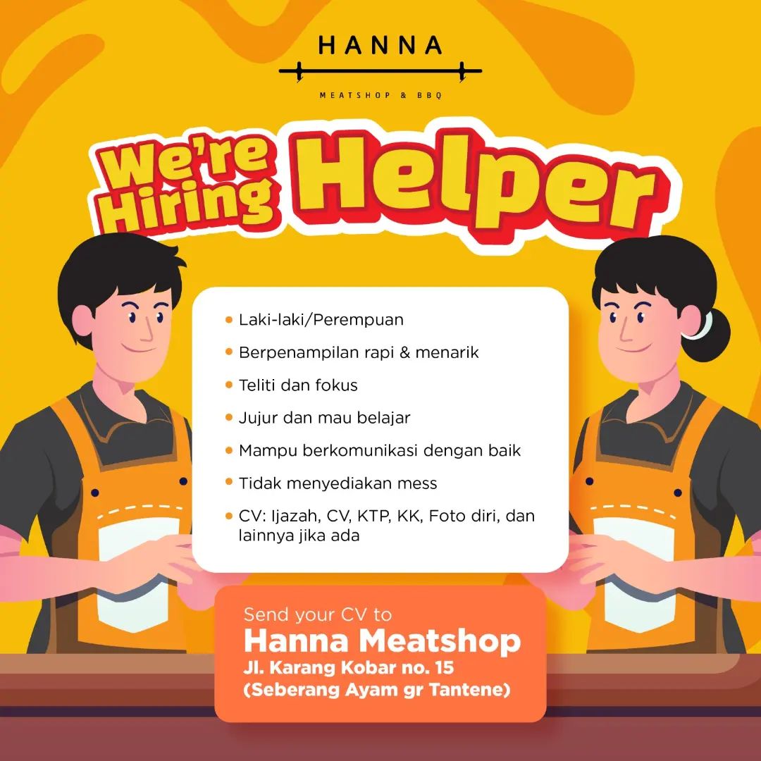 Lowongan Kerja Helper di Hanna Meatshop & BBQ Purwokerto