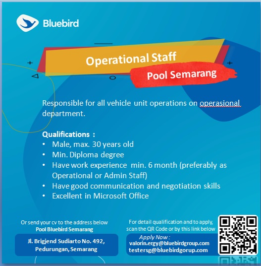 Lowongan Kerja Operational Staff di Pool Bluebird Semarang