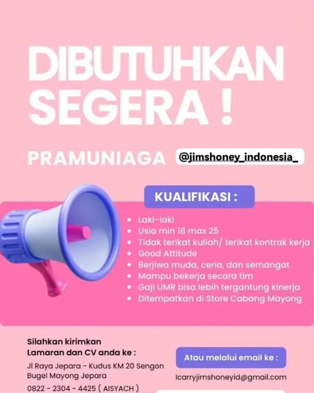 Lowongan Kerja Pramuniaga di Jims Honey Jepara