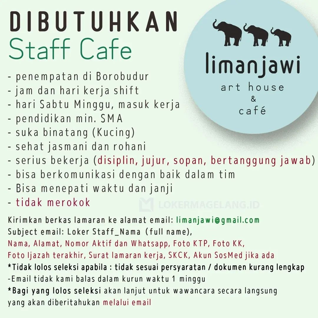 Lowongan Kerja Staff Cafe di Liman Jawi Magelang