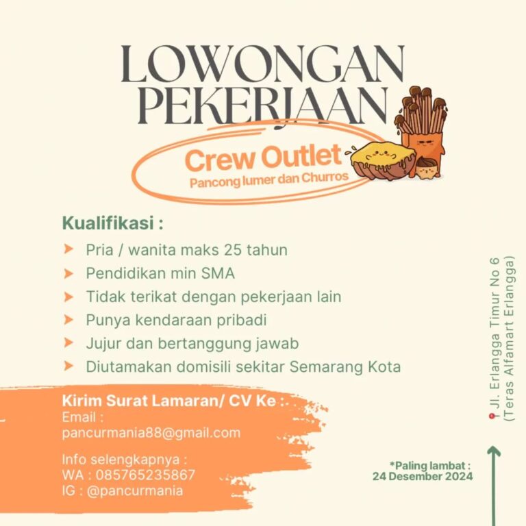 Lowongan Kerja Crew Outlet di Pancur Mania Semarang